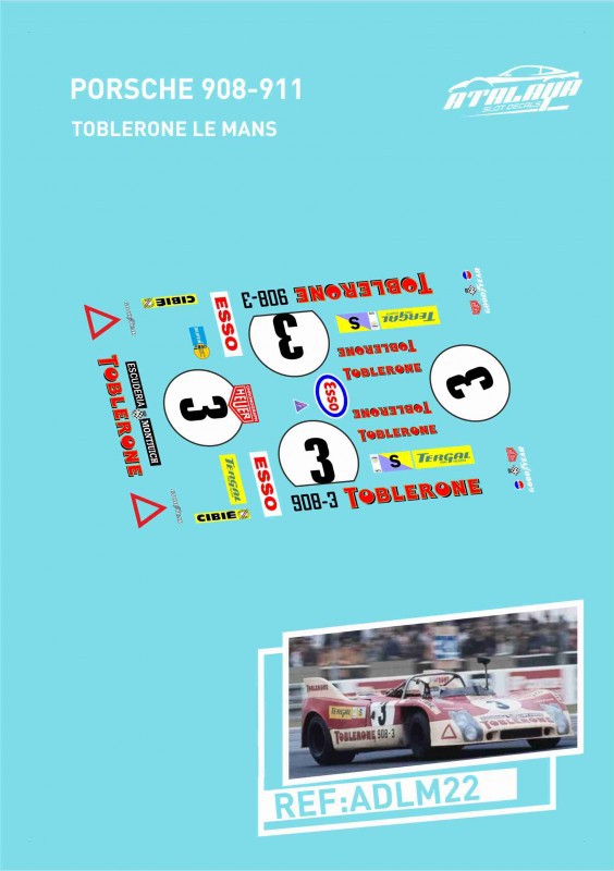 PORSCHE 908/03 TOBLERONE Le Mans 1973, 5 Bögen 1/24 Decals EUR 20,99